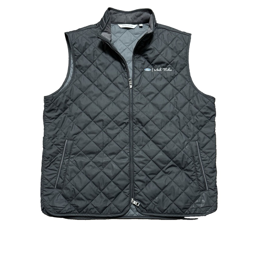 Peter Millar Crown Sport Essex Vest Men's Large Full Zip Quilted Black Logo